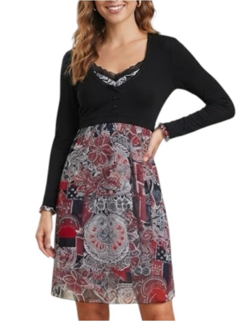 TRISTAN Dark Academia Corporate Chic Paisley Twofer Mini Dress XS